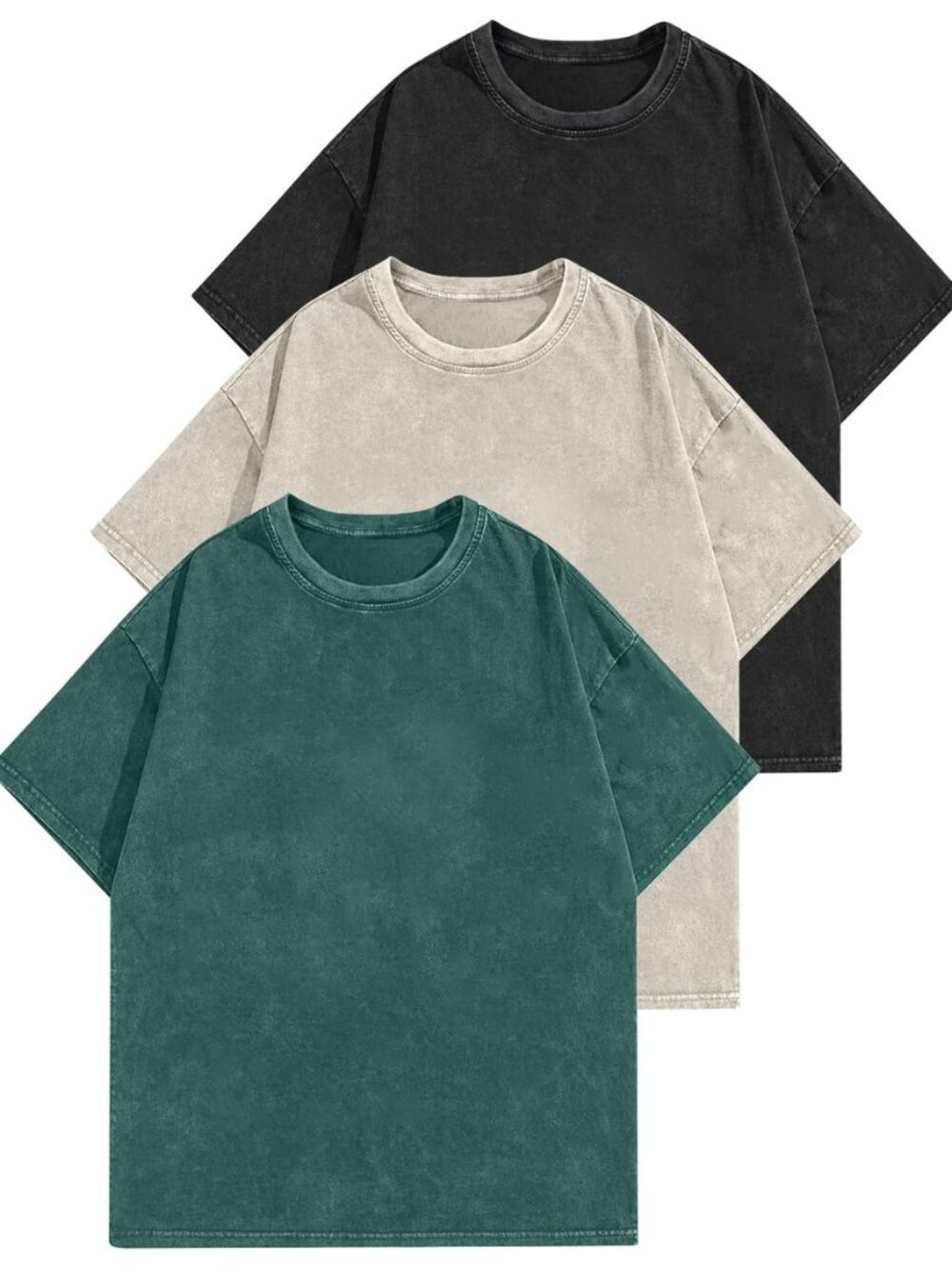 Womens 3 Pack Vintage Washed Oversized Cotton T Shirts